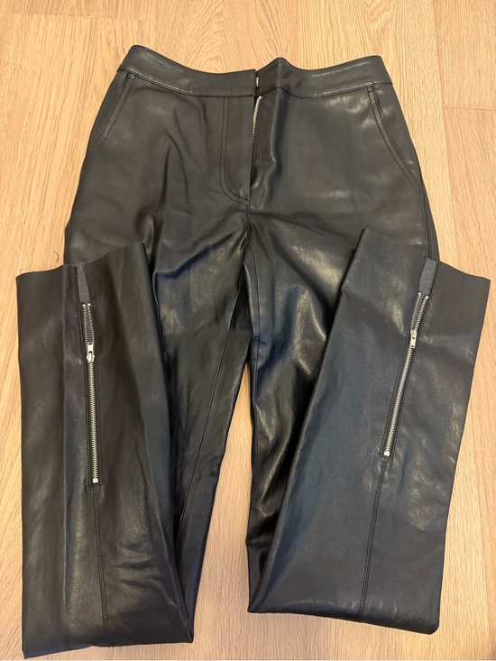 Denim - The Ragged Priest Black Faux Leather Skinny Jeans with Leg Zips